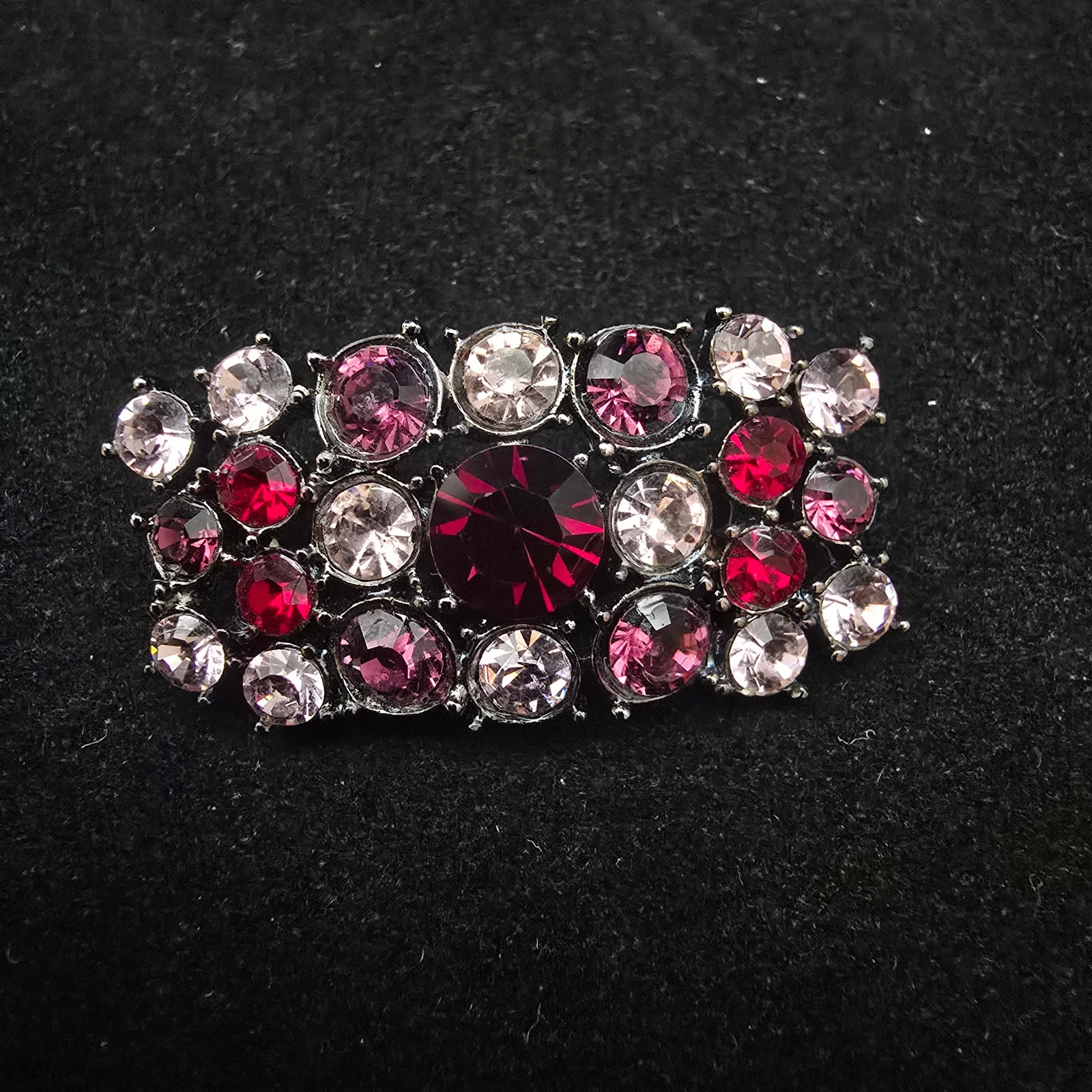 Pink Rhinestone Rectangle Brooch Vintage Valentines Day Feminine Girly 18$